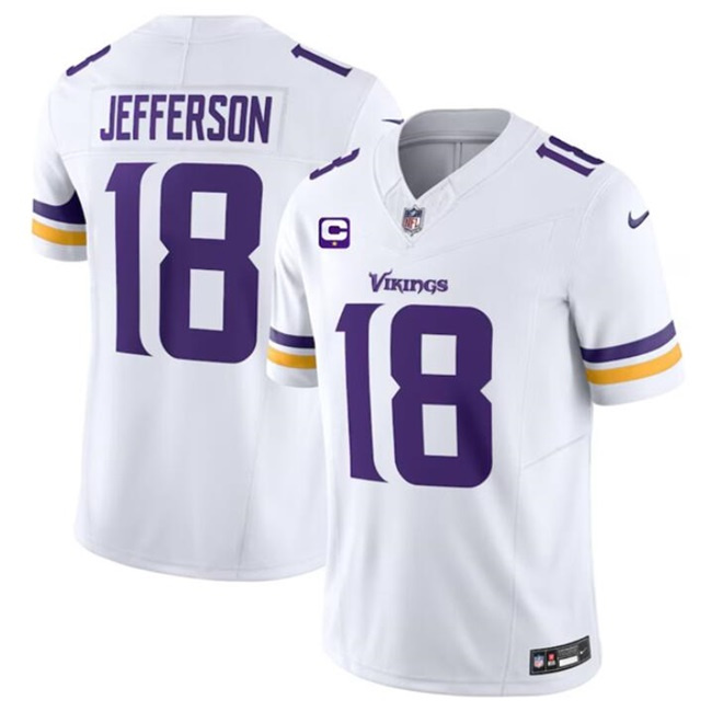 Youth Minnesota Vikings #18 Justin Jefferson White 2023 F.U.S.E. With 1-Star C Patch Vapor Untouchable Limited Football Stitched Jersey